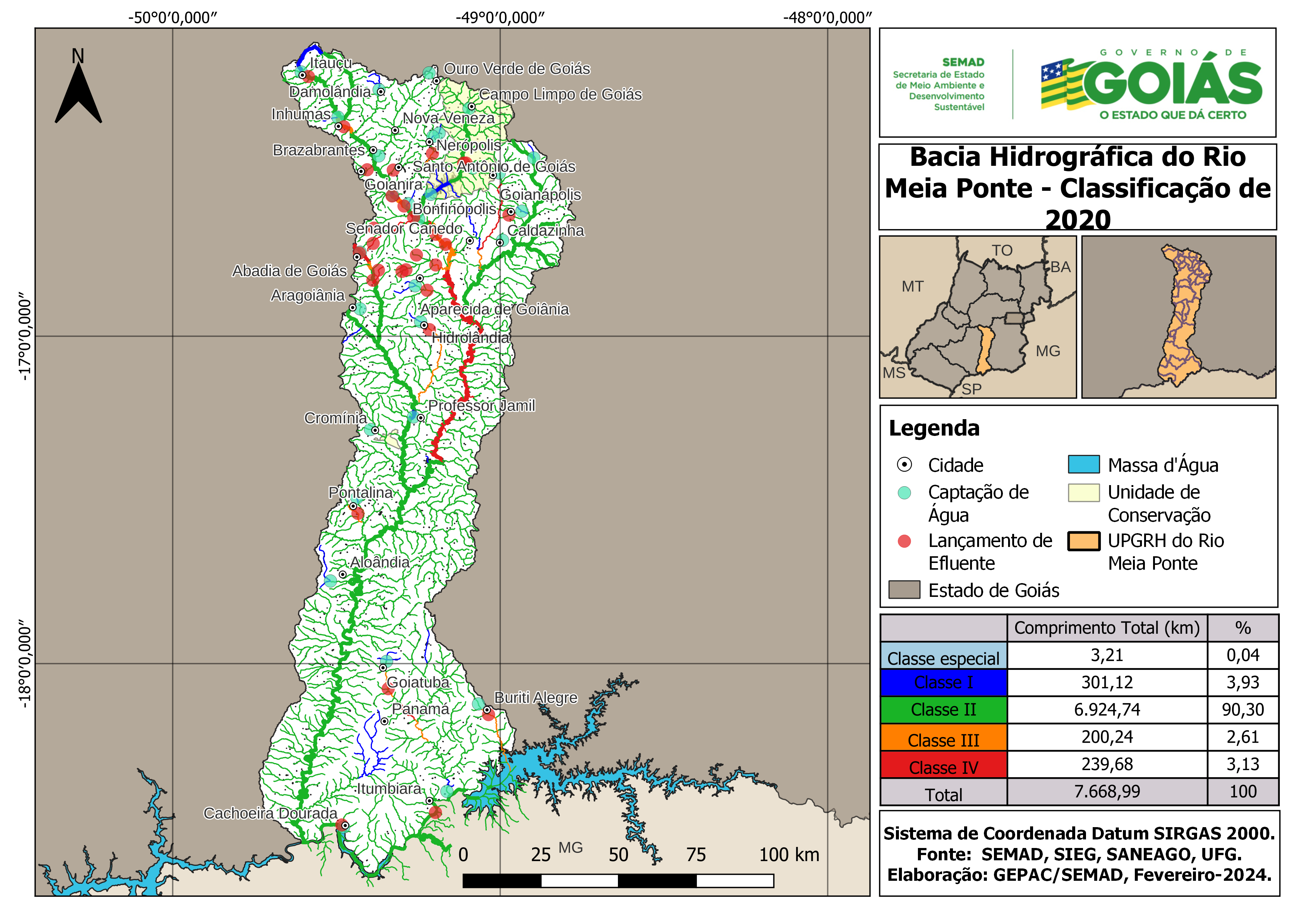 Proposta de enquadramento para a condição atual da UPGRH do Rio Meia Ponte considerando a Proposta do Grupo de Trabalho do Comitê de Bacias.